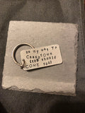 Large keychain stamped silver-tone