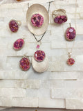 One of a kind. Statement pendant ruby and pink opal