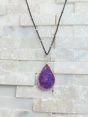 One of  a kind tear drop pendant amethyst and opal 02 medium