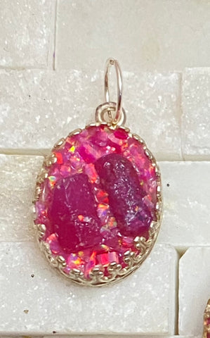One of oval pendant ruby and pink opal 03