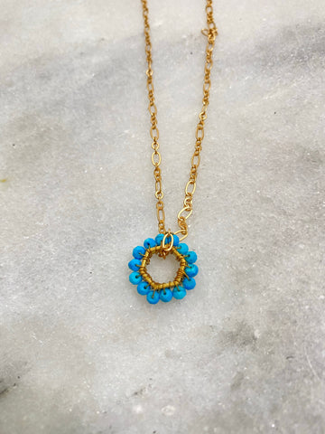 Birthstone pendant hexagon turquoise