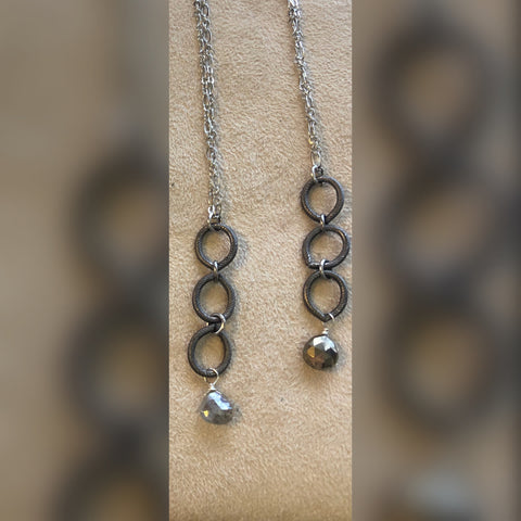 Elegant 3 link with gemstone briolette necklace
