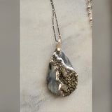 one of a kind- pyrite druzy drop pendant large