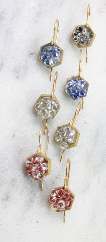 Tiny hexagon dangle stardust earrings