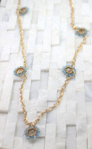 long  mini hexagon semi-precious stone necklace