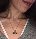 tiny druzy pendants, star, moon, cross