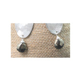 Drop oval silver and gemstone sterling silver earrings