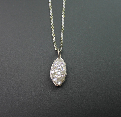 Silver marquise stardust pendant