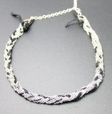 braided silver-tone chain and black suede choker